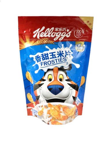 Pops Distro Inc - Venta al por mayor Cereales de desayuno - Bolsa de cereales Kellogg's Frosties (70g) (China) - Paquete de 60