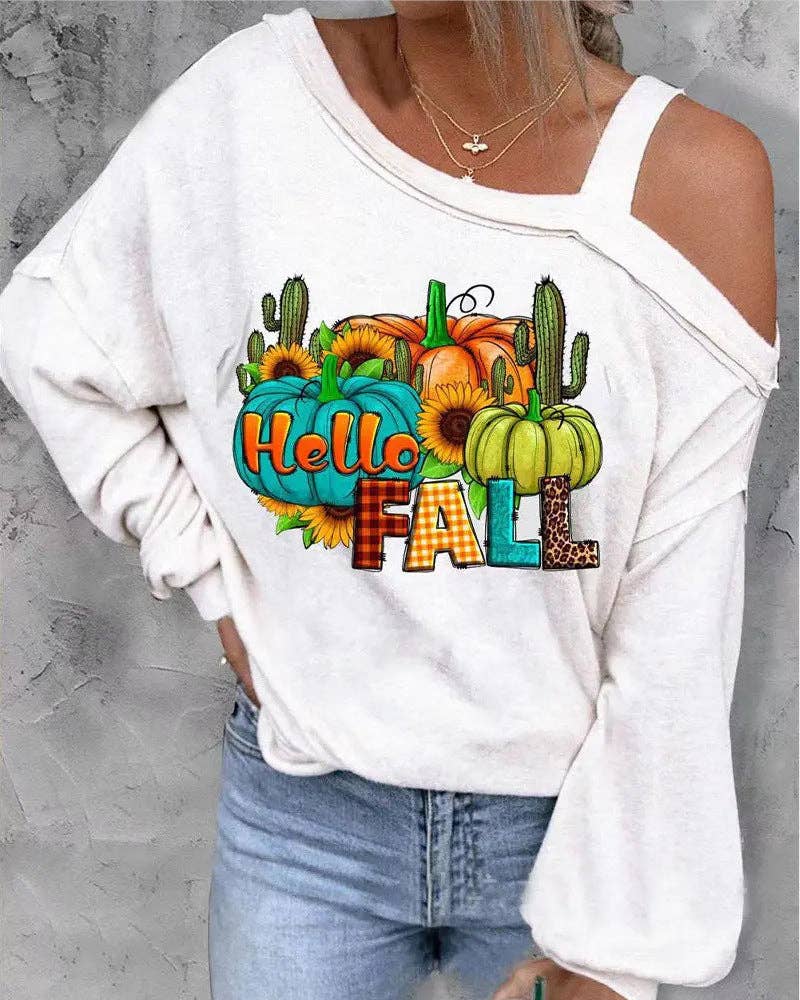 SALINA TRADING INC - Wholesale Graphic Sweatshirt - Women's - Halloween Women Cool Shoulder Sweatshirt with 3D Effect5