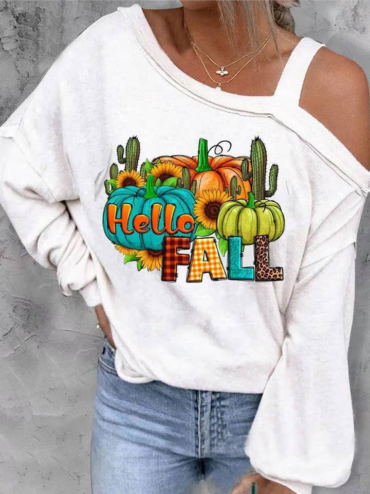 SALINA TRADING INC - Wholesale Graphic Sweatshirt - Women's - Halloween Women Cool Shoulder Sweatshirt with 3D Effect5