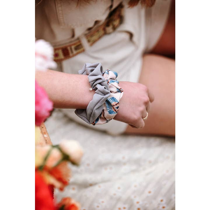 Hairjewelz by Elle - Wholesale Scrunchie - Dames - Scrunchie Original "Etnic Peacock" - Bamboo cotton1