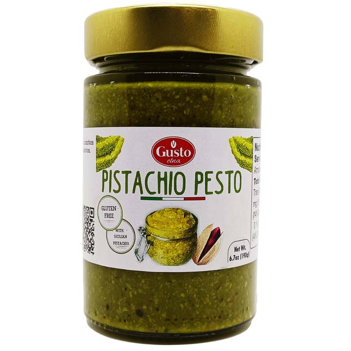 Wholesale Italian Food - Wholesale Pesto - Gusto Etna, Pistachio Pesto Jar, 6.7 oz