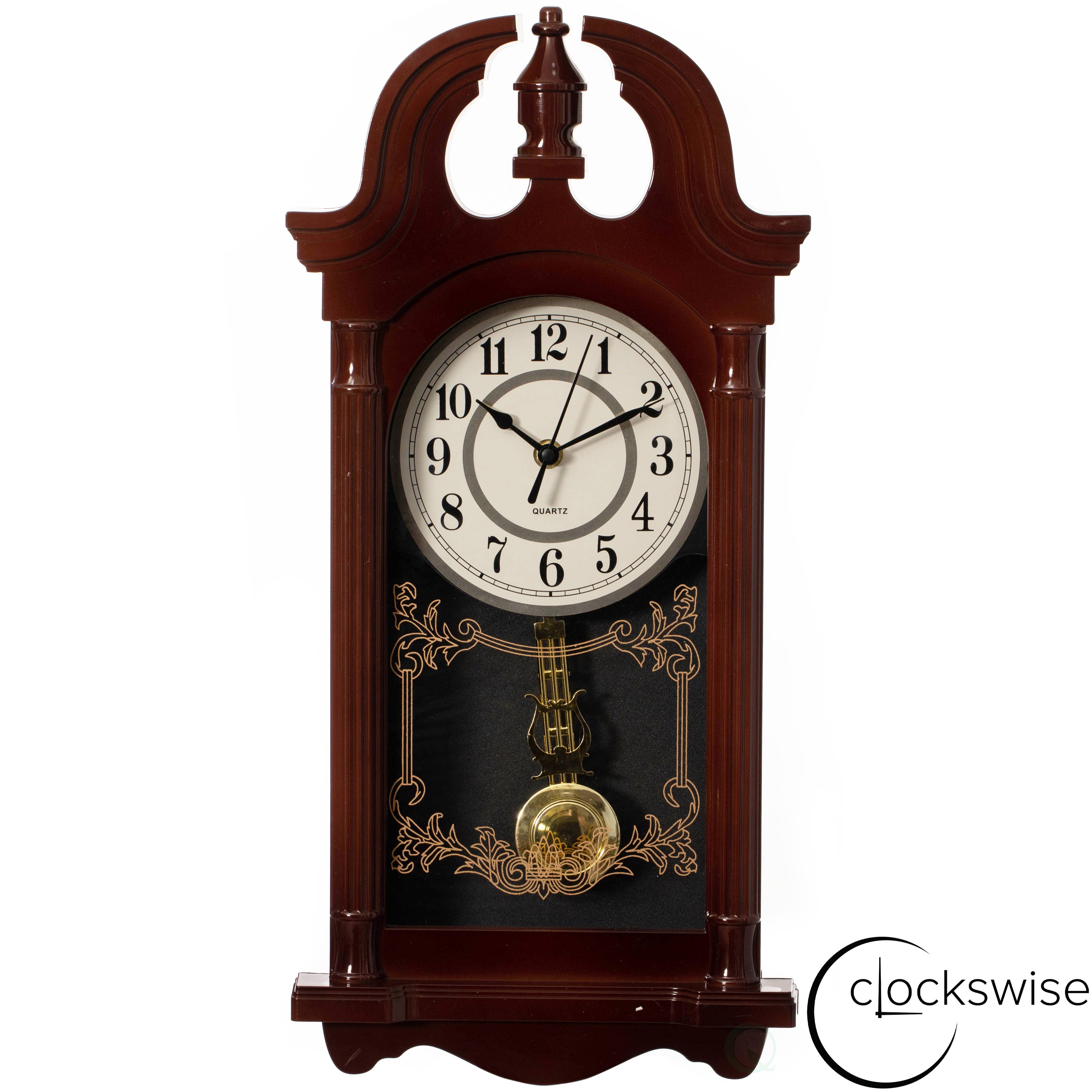 Quickway Imports - Wholesale Wall Clock - Vintage Grandfather Wood Looking Plastic Pendulum Wall Clock28