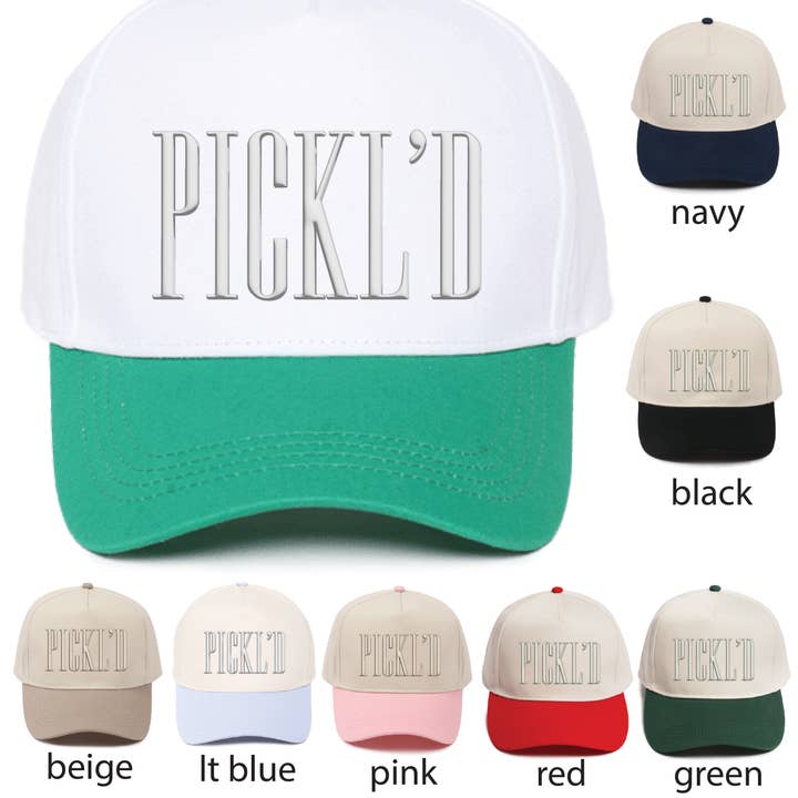 Sports PICKL'D Pickle Ball Embroidery Two Tone 5 Panel Cap for wholesale by David And Young