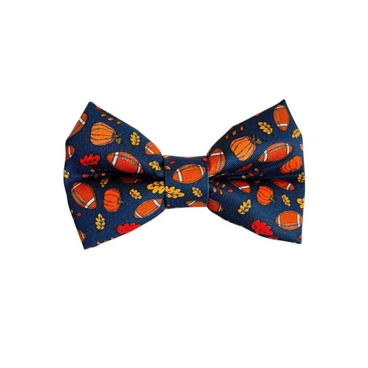 Fall Football Dog Collar Bowtie by Duke & Fox for wholesale by Duke & Fox