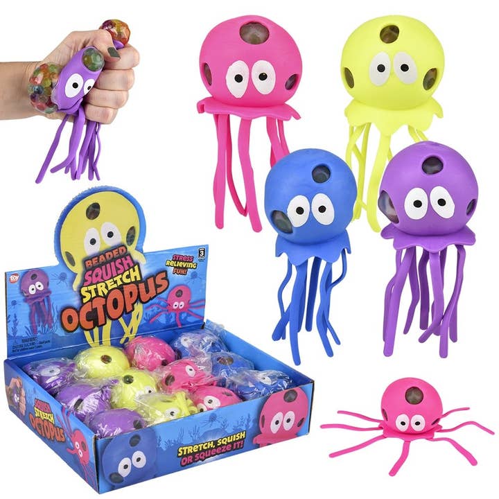 La Luna Bella - Toys - Wholesale Squishy Toy - Kids & Baby - 5.5" Squish And Stretch Beaded Octopus LLB Squishy Toys