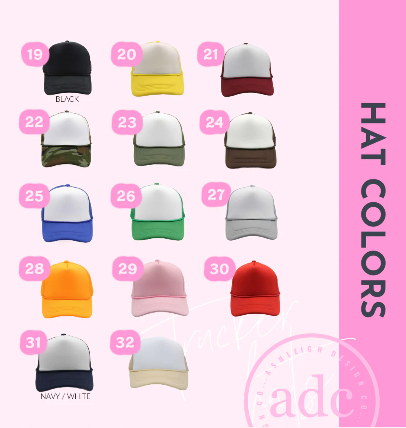 AshleighDesignCo - Vente Casquette de camionneur – unisexe - Casquettes de camionneur personnalisées avec écusson3