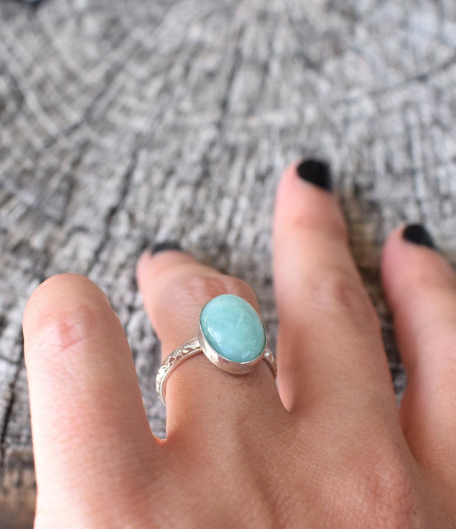 A Wild Violet – Anel de cocktail/declaração por atacado – Anel Boho Amazonite5