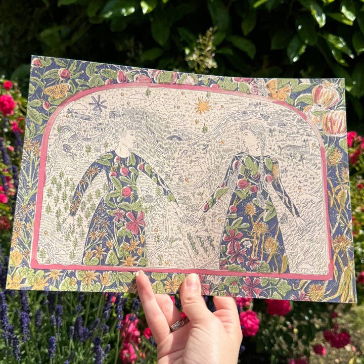 Tulips and Heather - Wholesale Art Print - Lesbian Archway Folk Art A4 Print