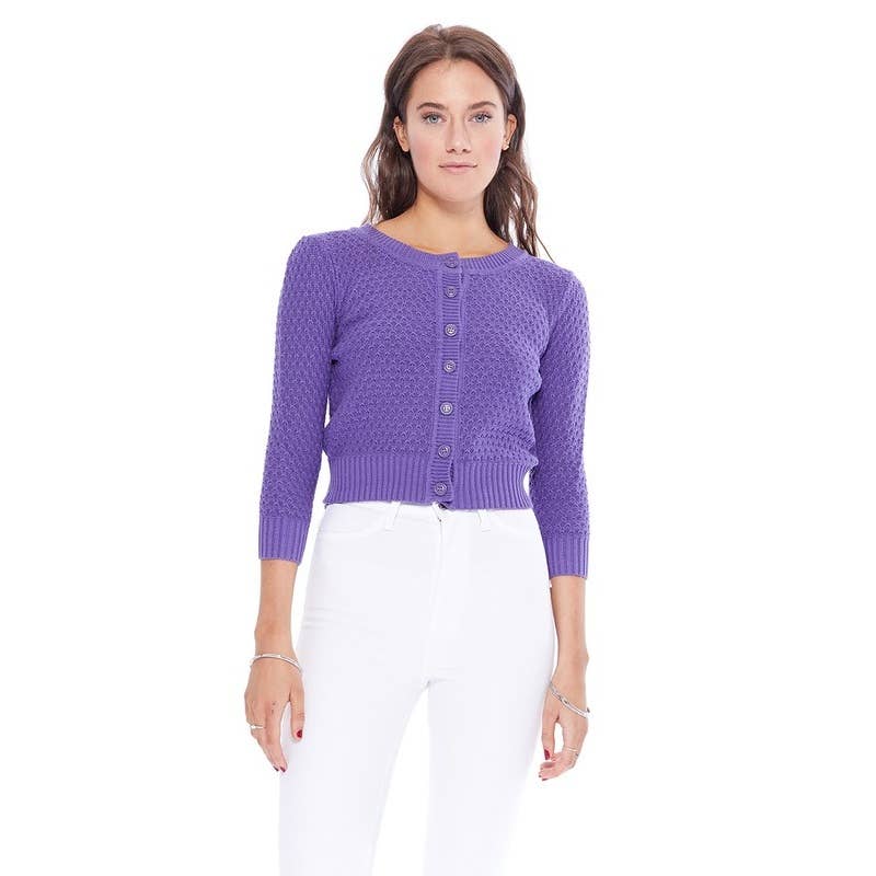 Mak – Engroshandel Cardigan - Dame – Mak 3/4-ærmet kort strikket cardigan med rund hals MK351420