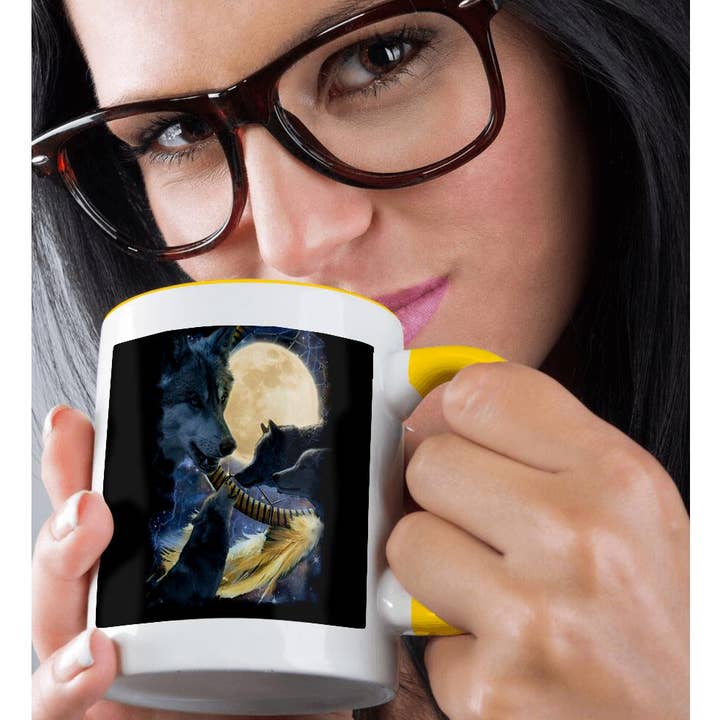 3dRose - Wholesale Coffee Mug - 3dRose, Four Magical Wolves at a Bridge Fantasy Art, Mug1