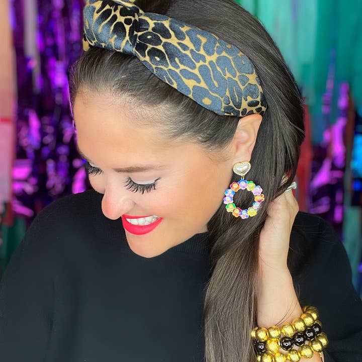 Brianna Cannon - Wholesale Fashion Headband - Women's - Black and Tan Leopard Print Knotted Headband3