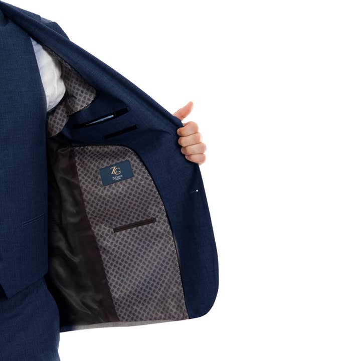 Suits America - Wholesale Suit Set - Men's - Mens Suit Premium Wool 3pc Modern Fit w/ Vest, Indigo2