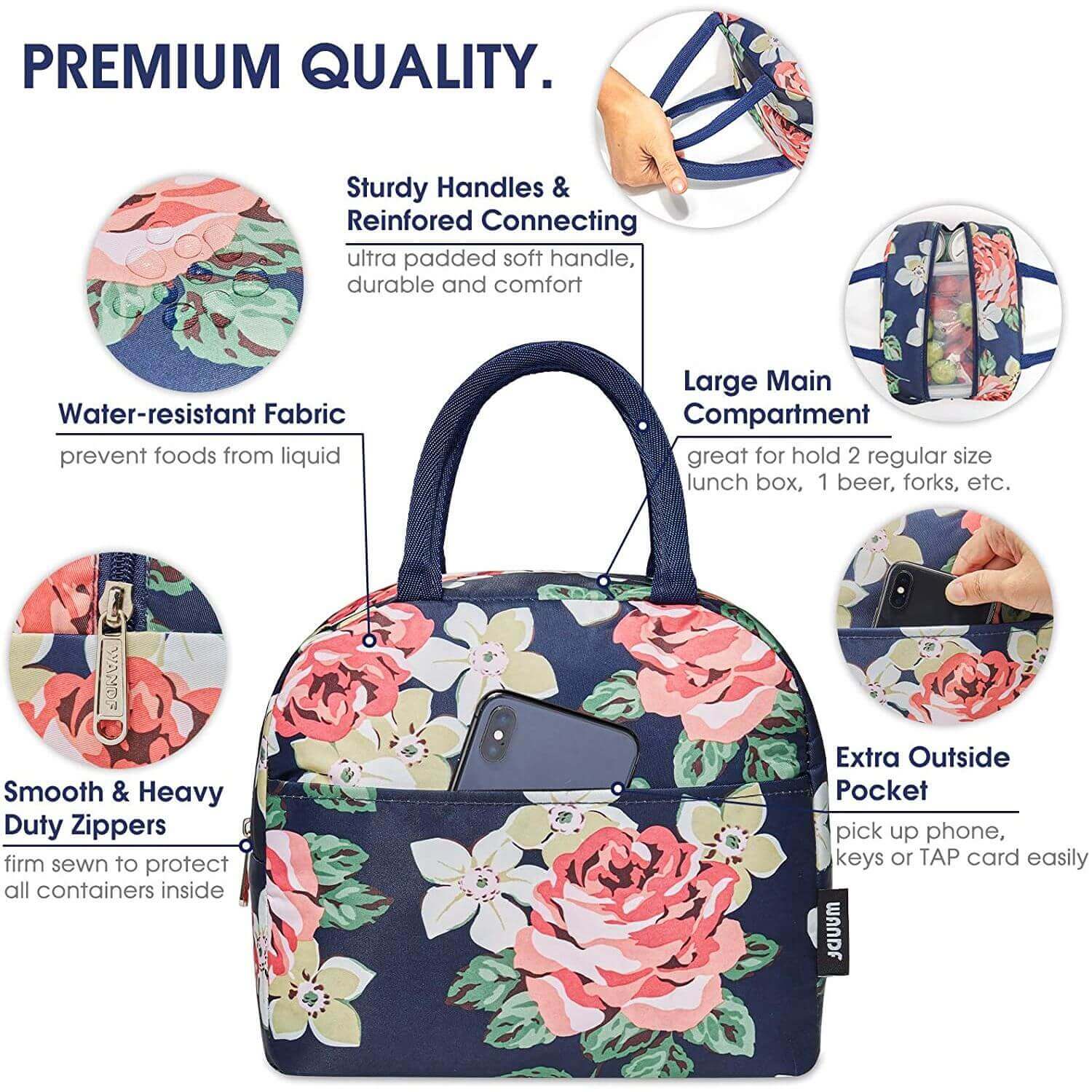 wandf – wholesale Lunch bag/box – Lunch Box Reusable Cooler Bag Water-resistant Lunch Tote Bag3