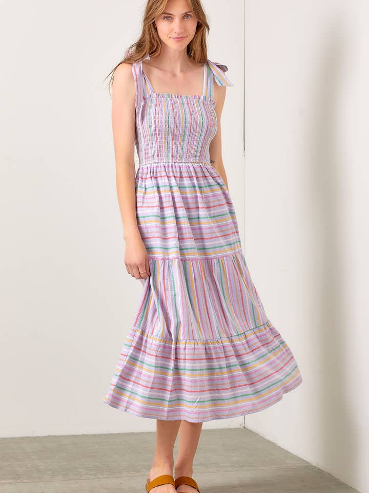 VESTIDO DE OMBRO COM ALÇA LISTRADA por atacado de Polagram by Wellmade USA