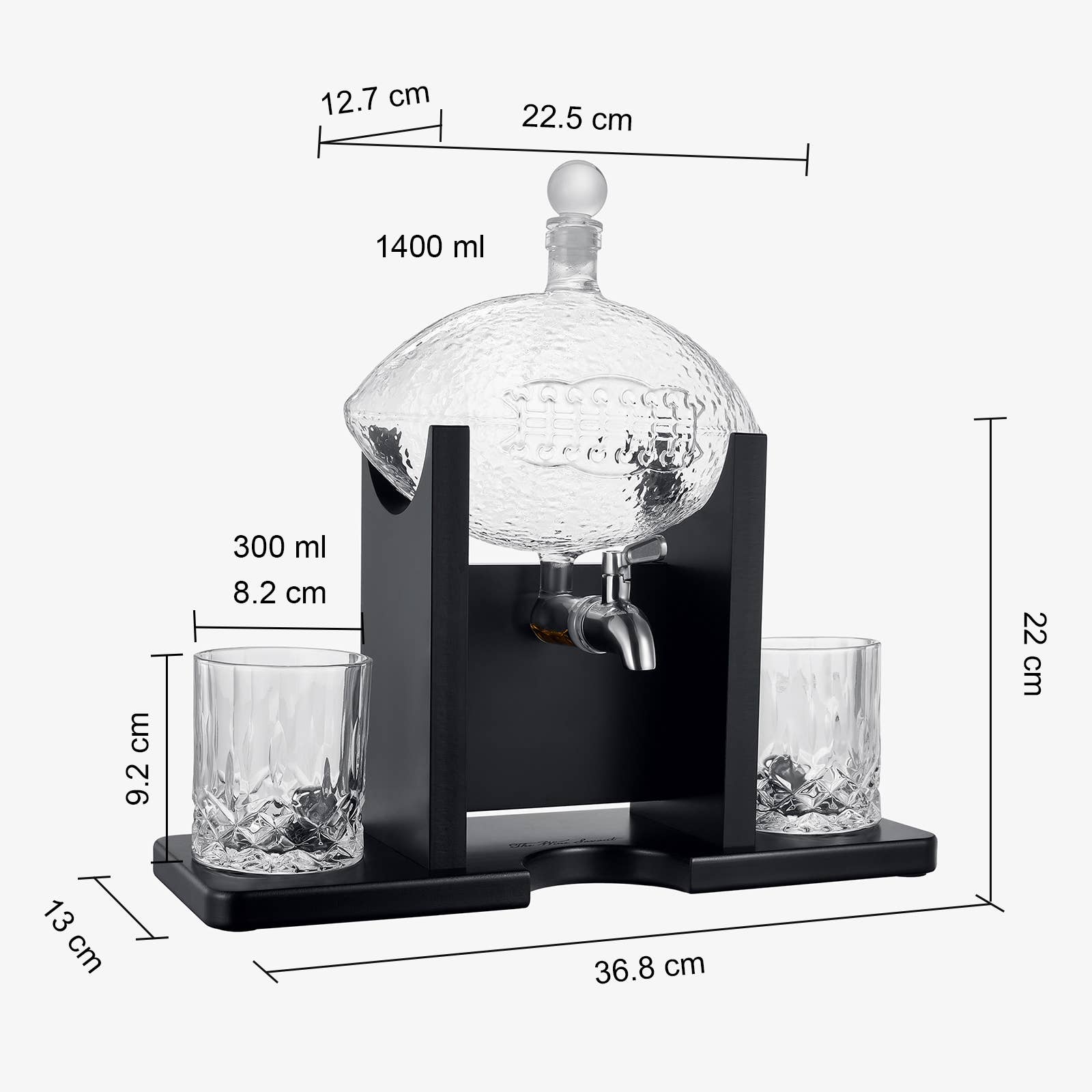 The Wine Savant /  Khen Glassware - Wholesale Decanter - Football Decanter Set with 2 Whiskey & Wine Glasses | 1400mL3