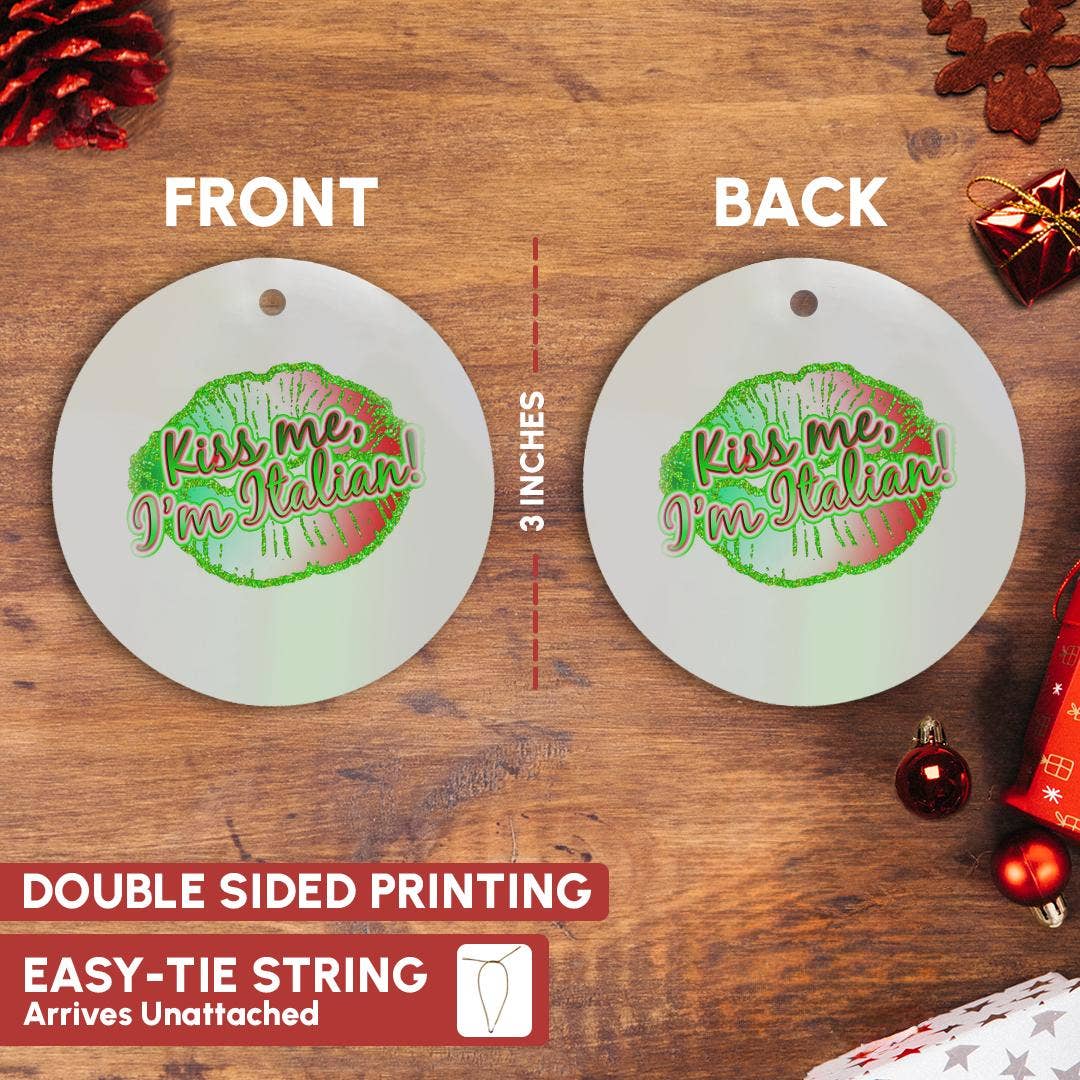 3dRose - Wholesale Ornament - 3dRose, Kiss Me Im Italian Faux Printed Glitter Lips, Ornament2