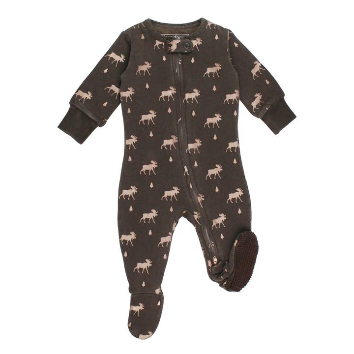 Bark Moose | Organic Cozy Zipper Footie for wholesale by L'ovedbaby