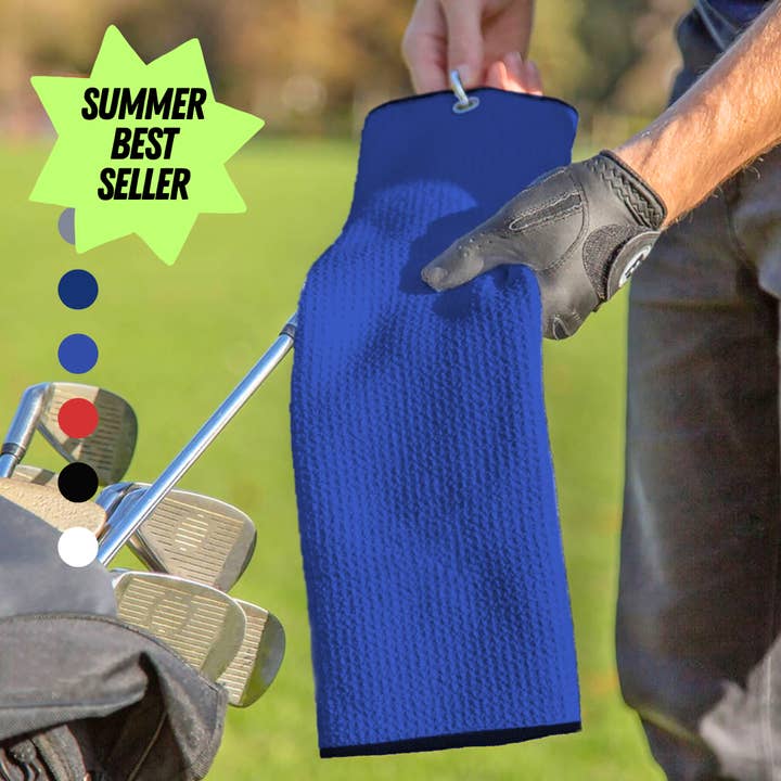 Tri-Fold Microfiber Waffle Golf Towel: Grommet & Hook for wholesale by Pro Towels