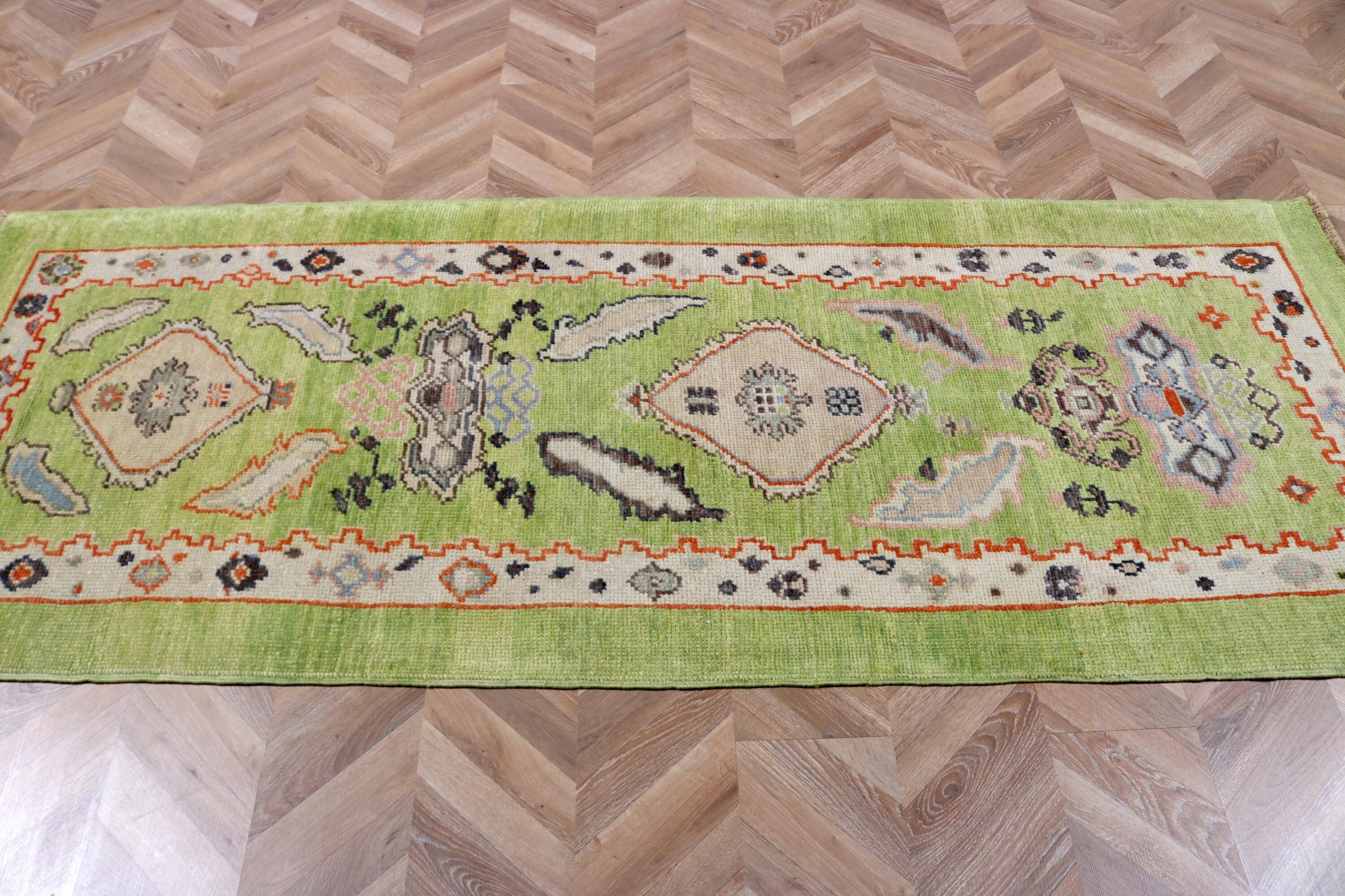 The Loom Wholesale – wholesale Runner rug – Vintage Turkish Green Oushak Wool Runner Rug 3x8 ft9