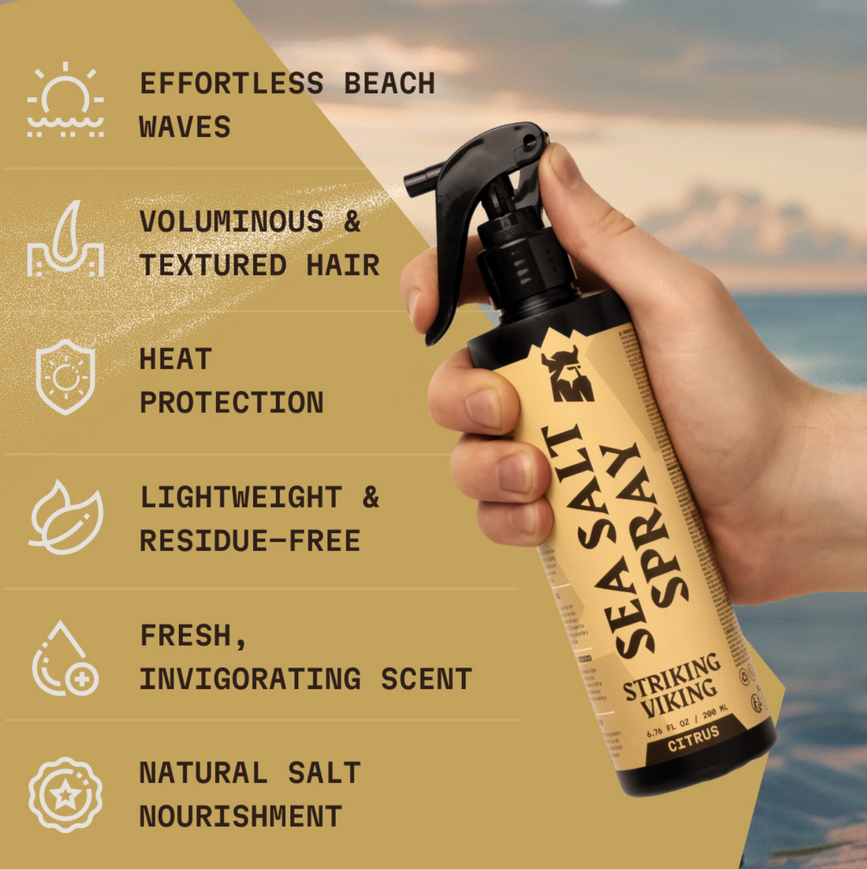 Striking Viking - Wholesale Hair Spray - Sea Salt Hair Spray - Strong Hold - Citrus1