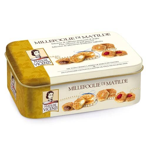 Millefoglie Gift Tin, Puff Pastries Made In Italy, 375g for wholesale by Vicenzi USA Inc.