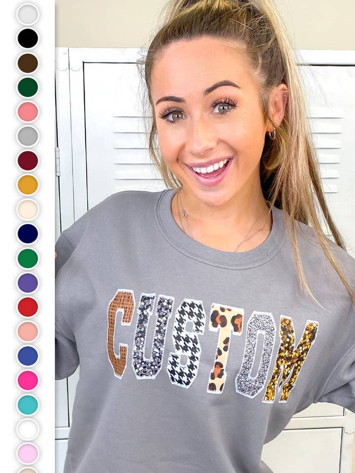 Custom Stitch Pattern Graphic Sweatshirt for wholesale by Sugar Stitch