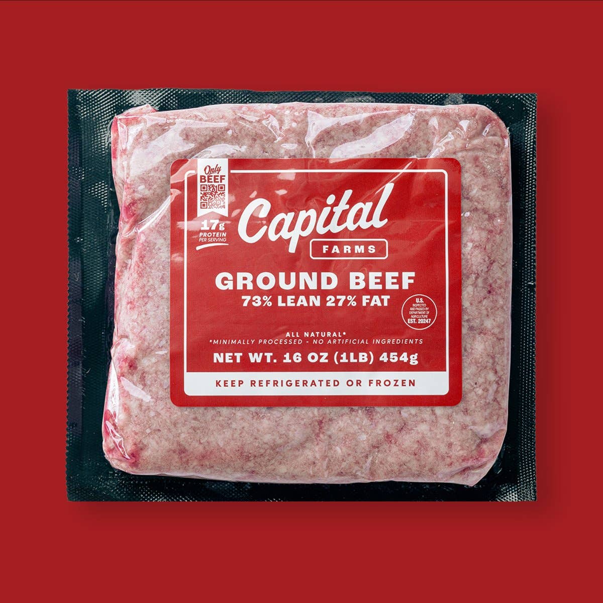 Capital Farms Meats & Provisions - Wholesale Beef - Ground Beef 73% Lean 27% Fat - 1lb | In-Store1