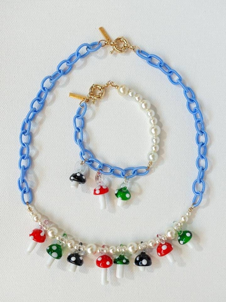 MUSHROOM GARDEN Necklace - Blue for wholesale by ARGI DANELI