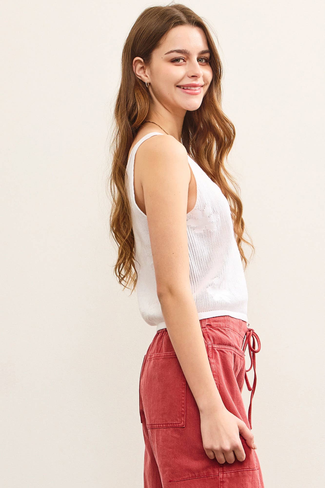 Mustard Seed – wholesale Camisole – Women′s – KNITTED FLORAL SWEATER CAMI TOP9