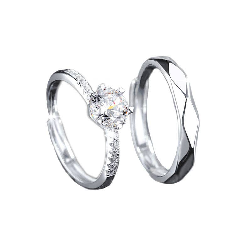 Perimade & Co. LLC - Wholesale Wedding Band/Ring - Moissanite Couple Wedding Band Ring in 925 Sterling Silver3