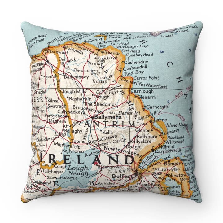 Daisy Mae Designs - Wholesale Throw/Decorative Pillow - County Antrim Ireland Map Throw Pillow Decorative Pillow