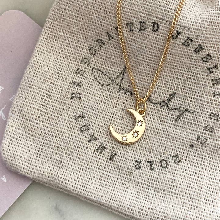 Amady Jewelry - Wholesale Pendant/Charm Necklace - Crescent Half Moon 18K gold filled necklace waterproof