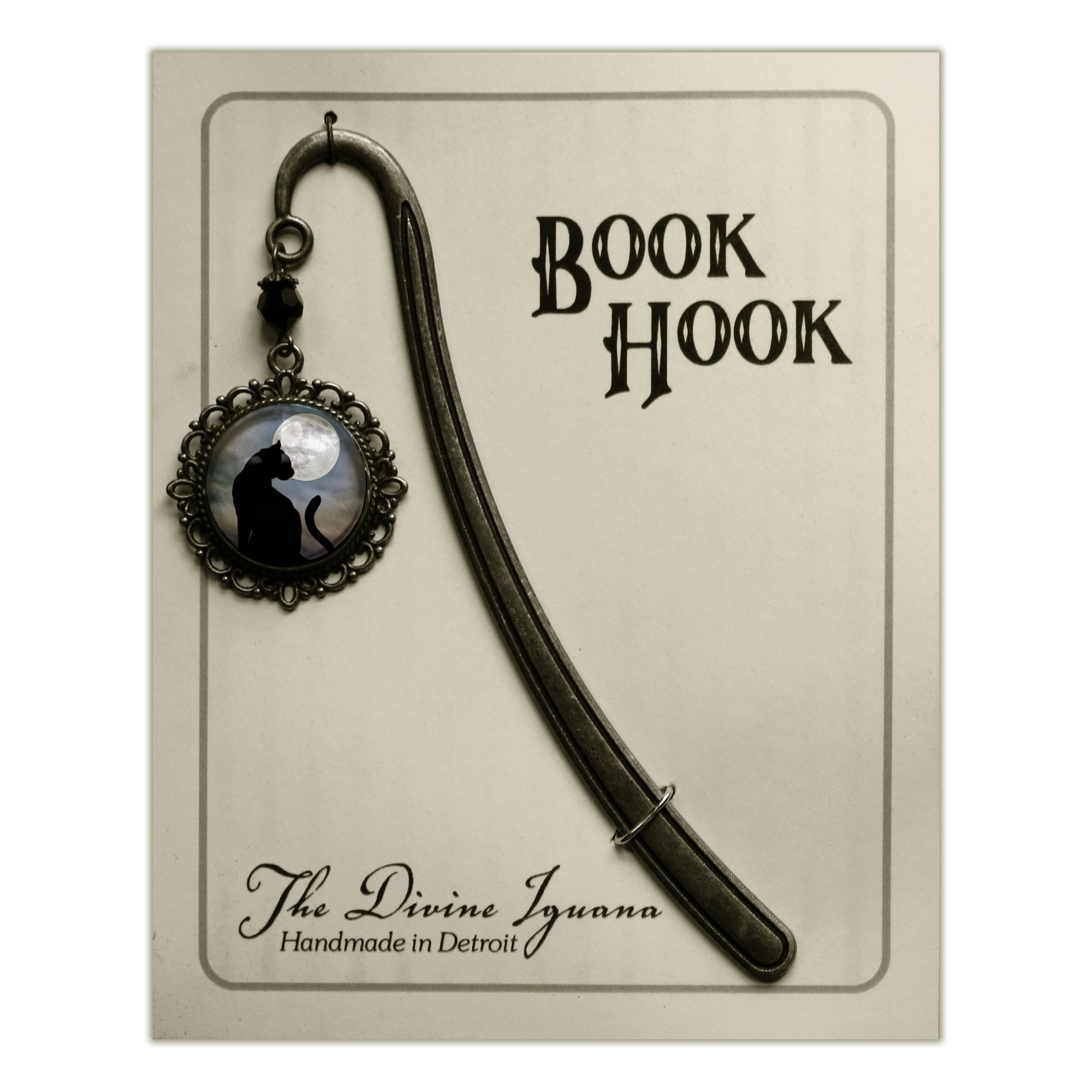 The Divine Iguana - Wholesale Bookmark - Black Cat on Full Moon Goth Halloween Bronze Bookmark3