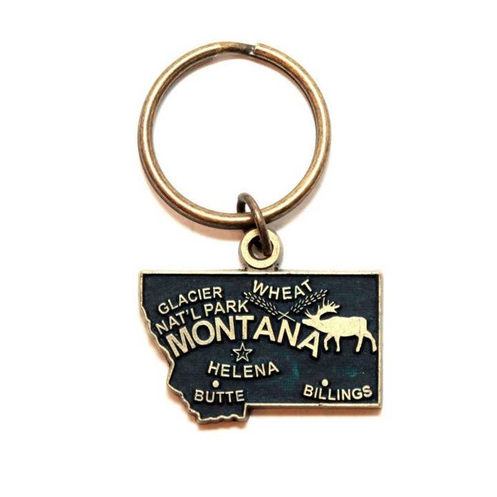 Gleeful Peacock - Wholesale Keychain - Unisex - Montana Keychain - High Quality Thick Metal State Love2