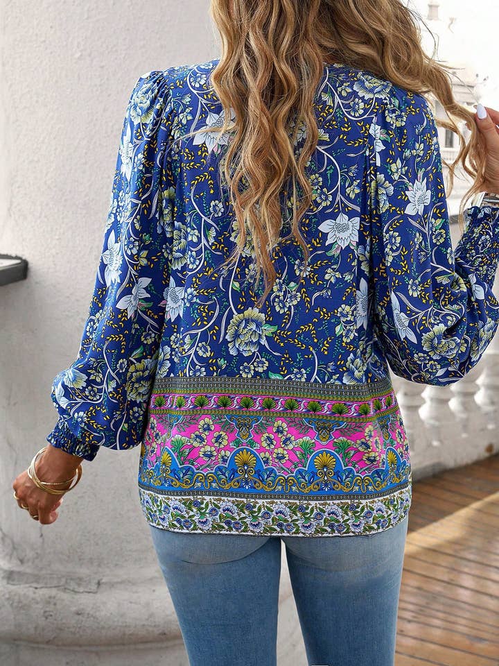 world apparel - Wholesale Blouse - Women's - 2025 NEW Bohemian Rhapsody Resort Chic Print Top45
