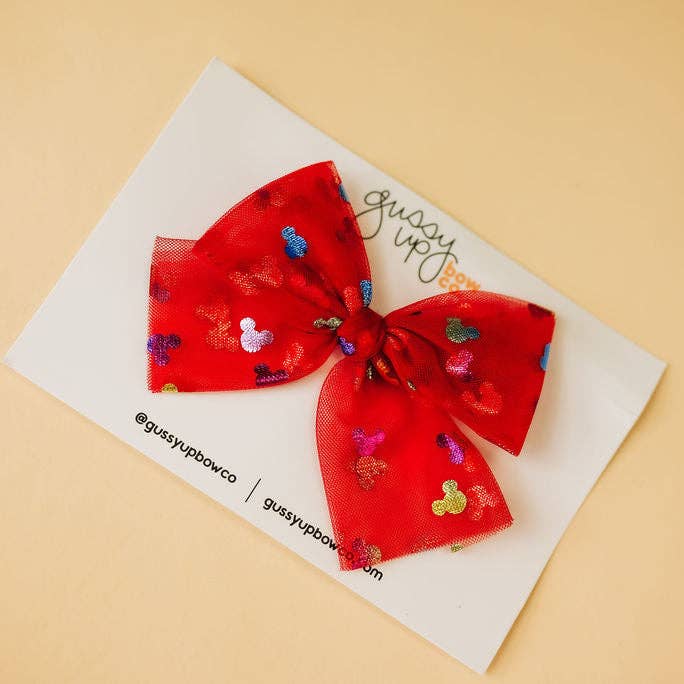 Red Mouse Tulle Bow for wholesale by Gussy Up Bow Co