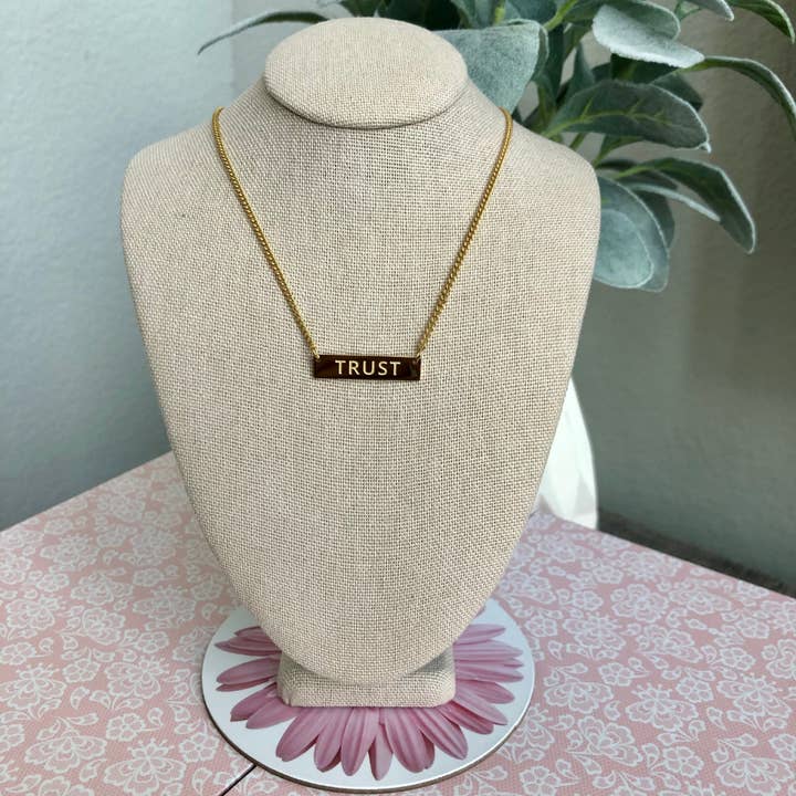 Trust Bar Charm Necklace - An Inspirational Faith Necklace f for wholesale by Catching Daisies