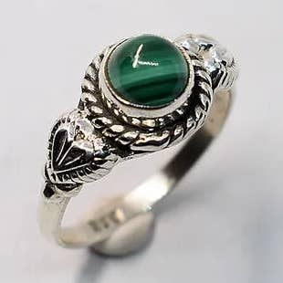 Anillo de plata de ley 925 con piedra de malaquita, joyas para mujer, plata para venta al por mayor de JorieJewelry