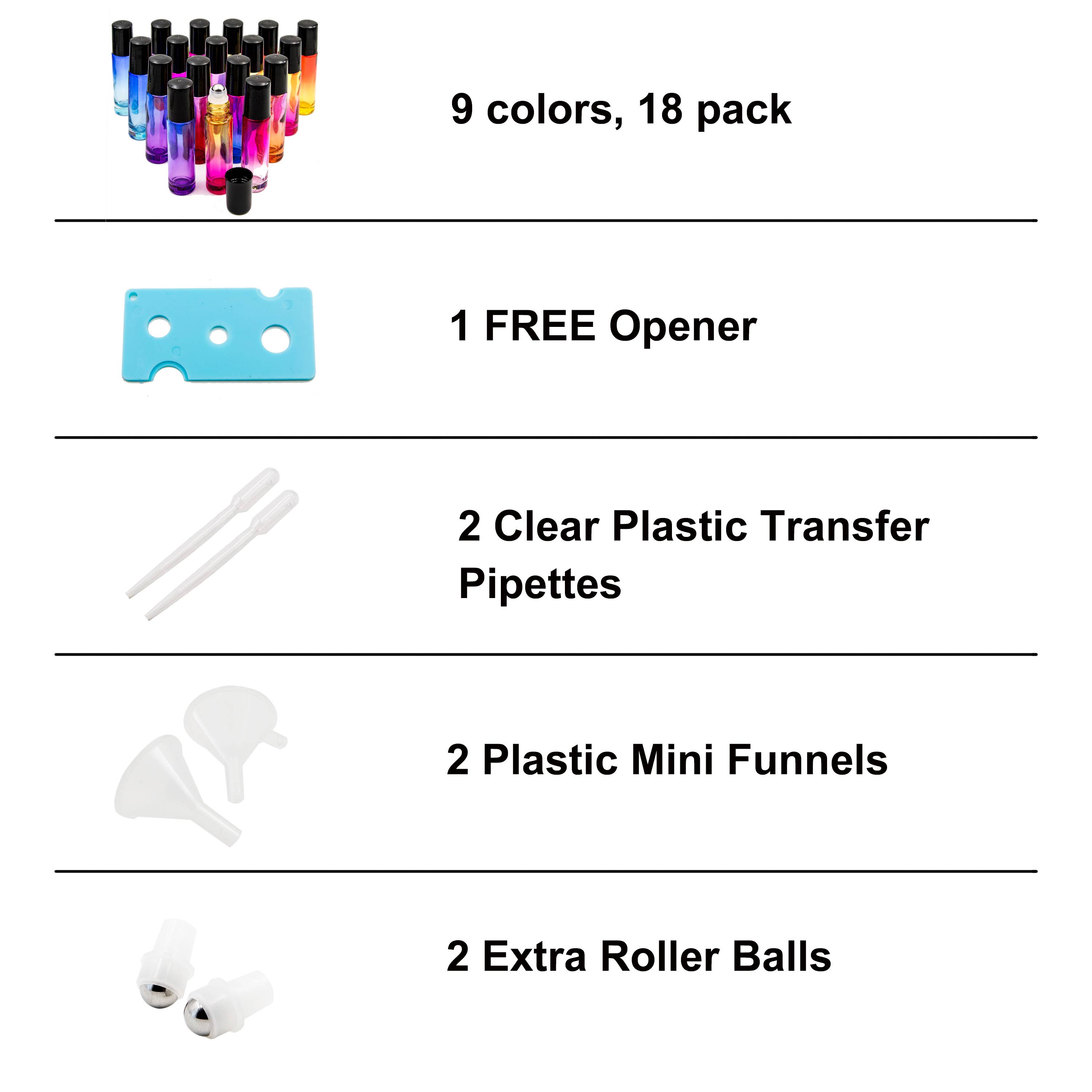 Youngever - Wholesale Essential Oil Holder - Youngever 18 Pack Rainbow Color Essential Oil Roller Bottles1