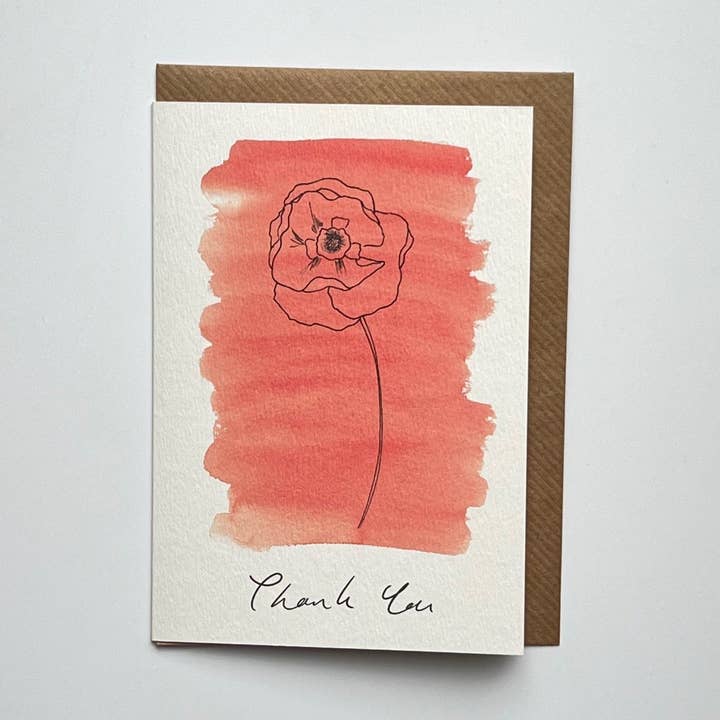 Wild Spot Studio – wholesale Thank you card – Colourwash Poppy Greeting Thank you card 0