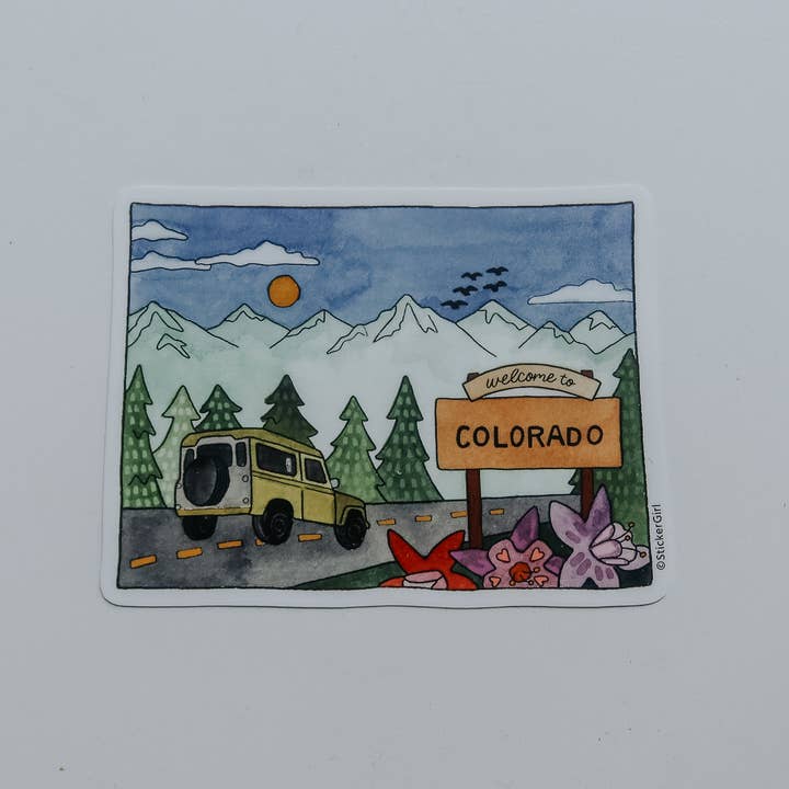 Jeep Colorado State Outline Vinyl Sticker for wholesale by Sticker Girl