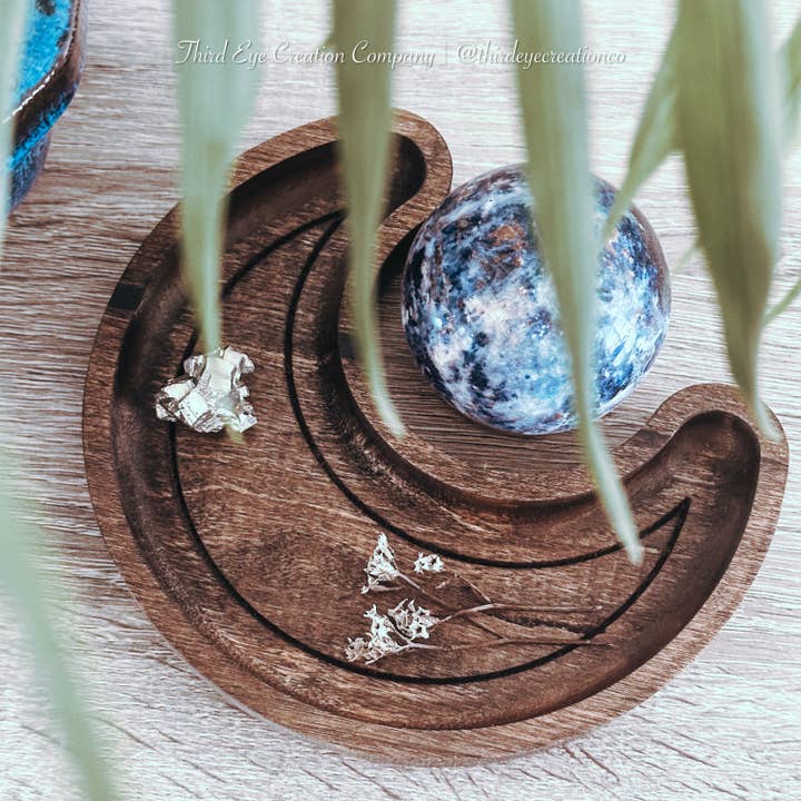 Third Eye Creation Company - Wholesale Decorative tray - Celestial Decor, Crescent Moon Tray, Wooden Jewelry Dish3