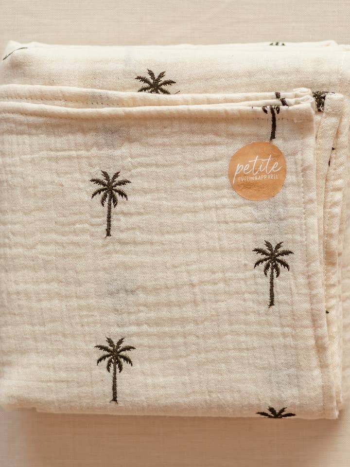 Baby Swaddle / Ecru Palms for wholesale by PETITE EvelinaApparel