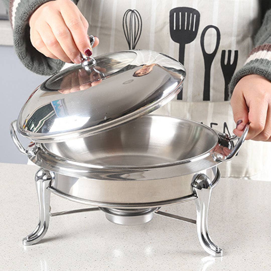 SOGA International Pty Ltd - Wholesale Food storage container - SOGA 2X Stainless Steel Gold Accents Round Buffet Chafing Dish Cater Food Warmer Chafer with Glass Top Lid4