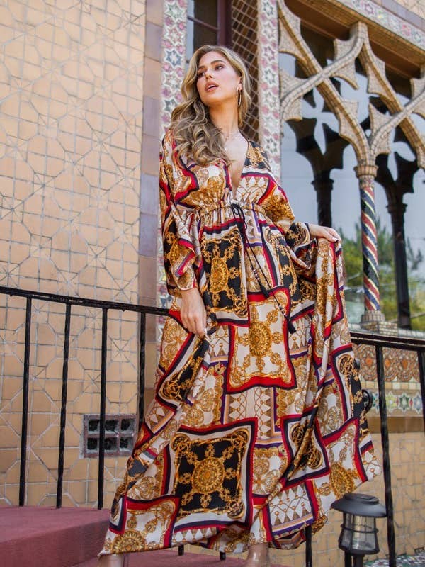 The Steven Wick Company - Wholesale Dress - Women's - Katy Lux Multi-Color Print Maxi Dress