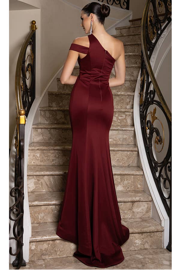 Babyfox Apparel - Venta al por mayor Vestido de fiesta - Mujer - Vestido ajustado de satén con un hombro descubierto2