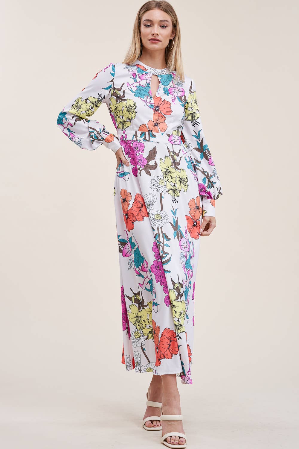 QMP Moda - Wholesale Dress - Women's - FLORAL PRINTED DRESS WITH ELASTIC WAIST AND POCKETS5