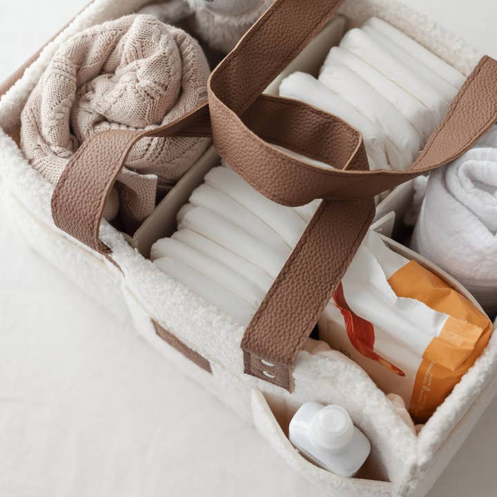 Off White Nappy Caddy- Snow Tan- Large Side Pocket for wholesale on Faire2