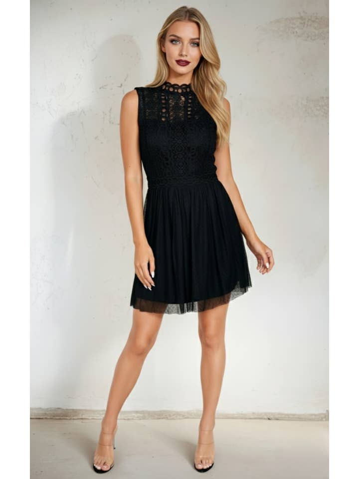 Nocturnal Mystery Cocktail Dress - Black Lace for wholesale on Faire1