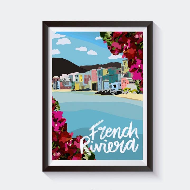 French Riviera Reisekunst-Druck – In 6 Größen erhältlich für den Großhandel von 2 Sisters